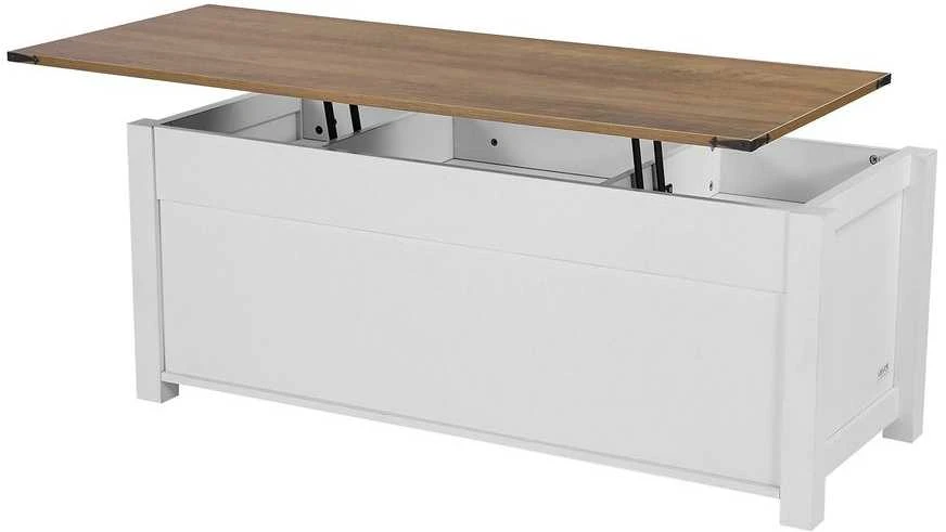 1200 mm kaimiško stiliaus pakeliamo stalviršio kavos staliukas, kaimiškas centrinis staliukas su daiktadėže, modernus pakeliamas, baltas staliukas svetainei