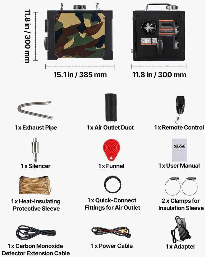 VEVOR Nešiojamas dyzelinis šildytuvas 8 kW su Bluetooth