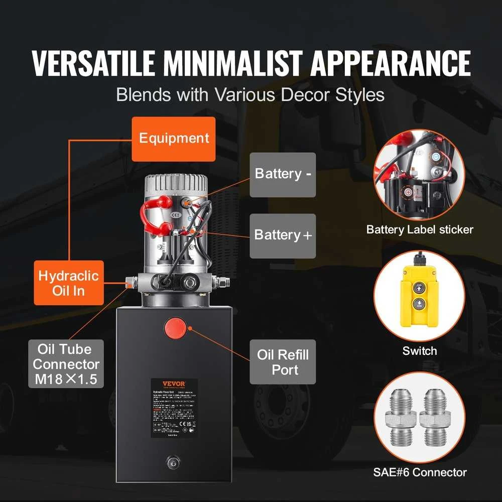 VEVOR Hidraulinis siurblys 20 litrų vienpusis DC 12V