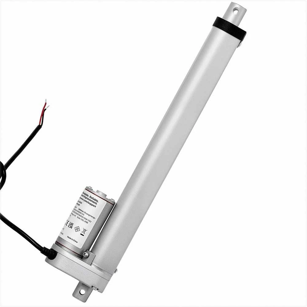 12V linijinė pavara 250mm eiga, IP54 aliuminio lydinio elektrinis stūmoklis kėlimo stalui, kėdėms, langams ir durims, didelio greičio linijinio judėjimo įrenginys baldams