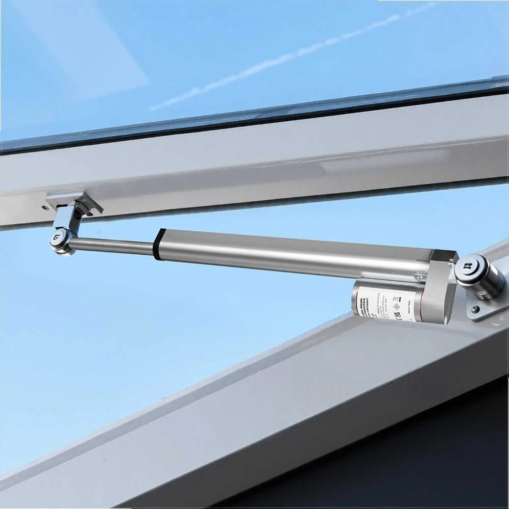 12V linijinė pavara 250mm eiga, IP54 aliuminio lydinio elektrinis stūmoklis kėlimo stalui, kėdėms, langams ir durims, didelio greičio linijinio judėjimo įrenginys baldams