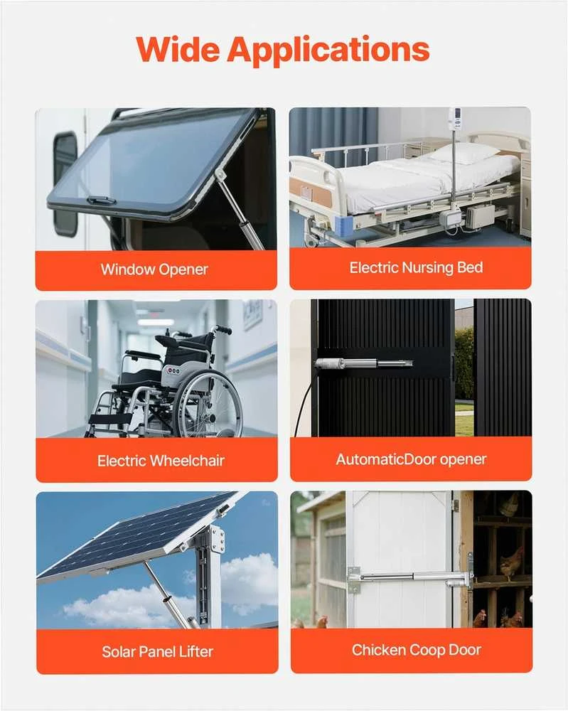 12V linijinis pavaros mechanizmas saulės sekimo sistemoms ir pramoninei technikai, IP65 atsparus vandeniui su 152.4 mm eiga ir 3000N jėga, elektrinė pavara, judesio pavara, kėlimo mechanizmas