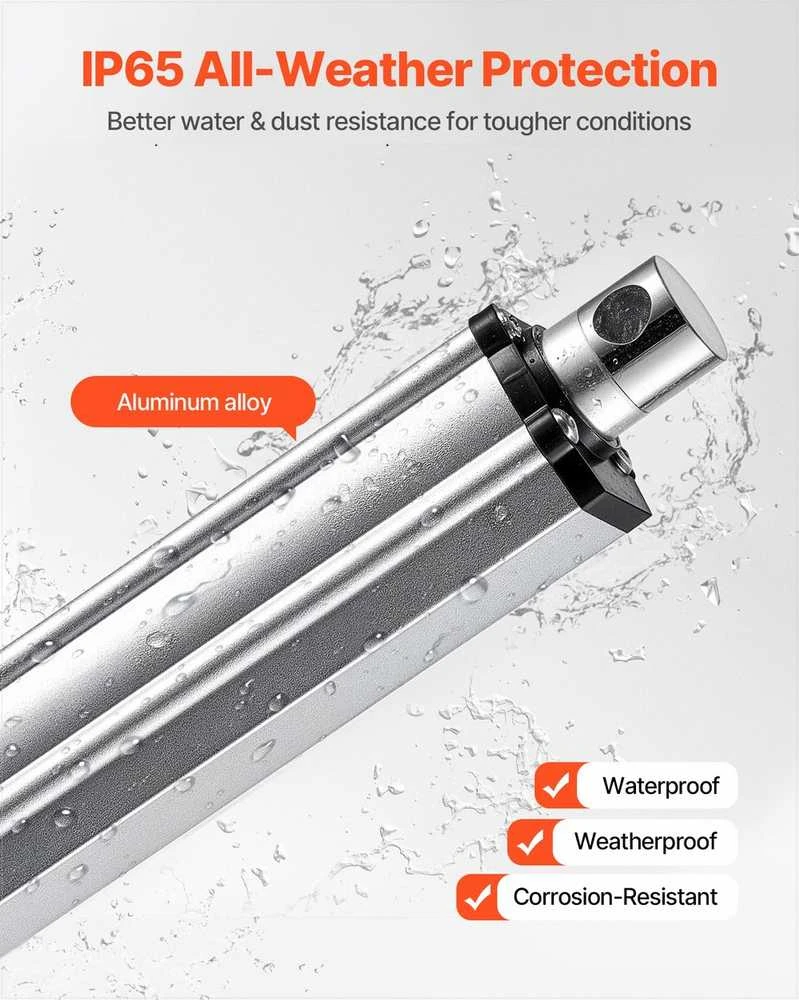 12V linijinis pavaros mechanizmas saulės sekimo sistemoms ir pramoninei technikai, IP65 atsparus vandeniui su 152.4 mm eiga ir 3000N jėga, elektrinė pavara, judesio pavara, kėlimo mechanizmas