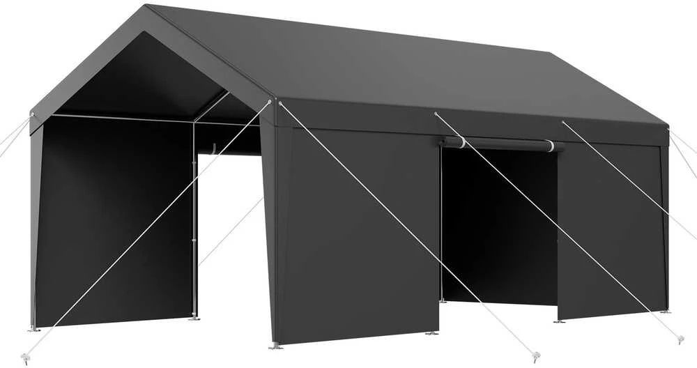 VEVOR Automobilio pastogė su sienelėmis, 12x20 pėdų, pilka