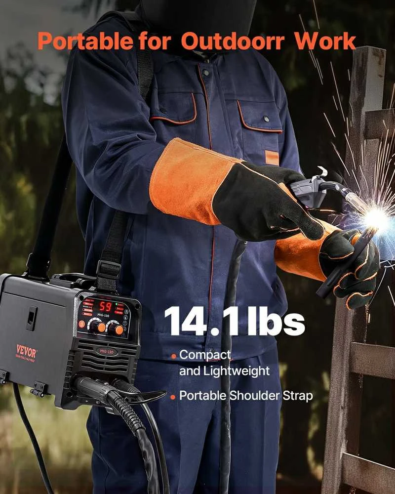 130A MIG suvirinimo aparatas, 3in1 MIG/TIG/MMA, nešiojamas metalo virinimui, suvirintojas, inverterinis