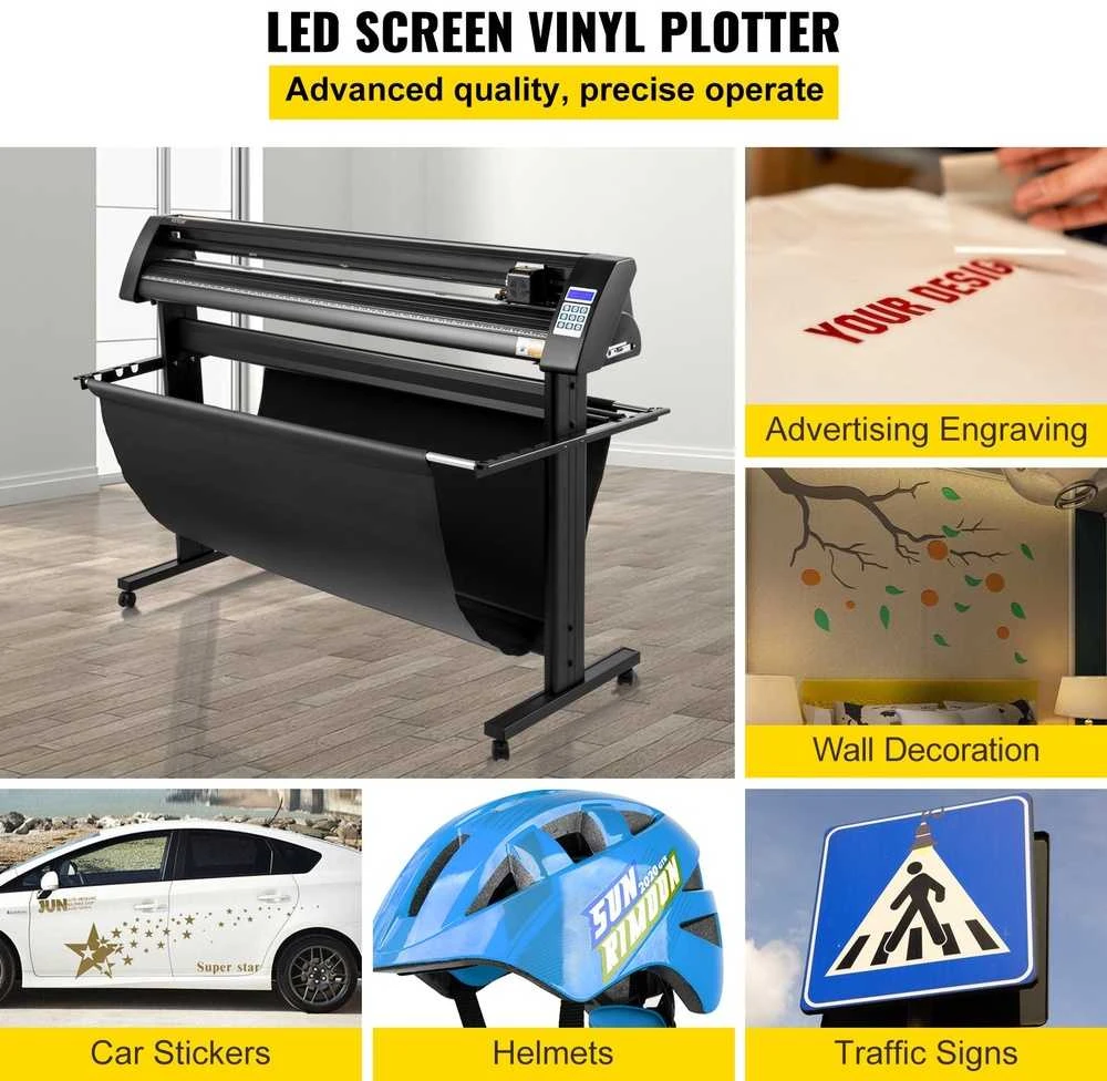 1350 mm vinilo pjaustytuvas, LED ekranas, optinė akis, stovas, ploteris, lipdukų, reklamos gamybai