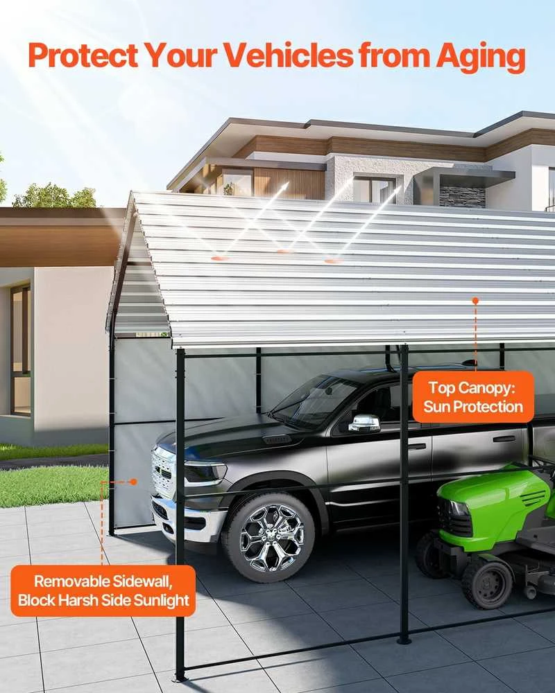 13x8 m Tvirtas Metalinis Garažas, Automobilių/Valčių Pastogė, Q195 Plieno Rėmas, Apsauga nuo Oro Sąlygų, Transporto Priemonės Sandėliavimo Sprendimas, Metalo Stoginė, Lauko Garažas