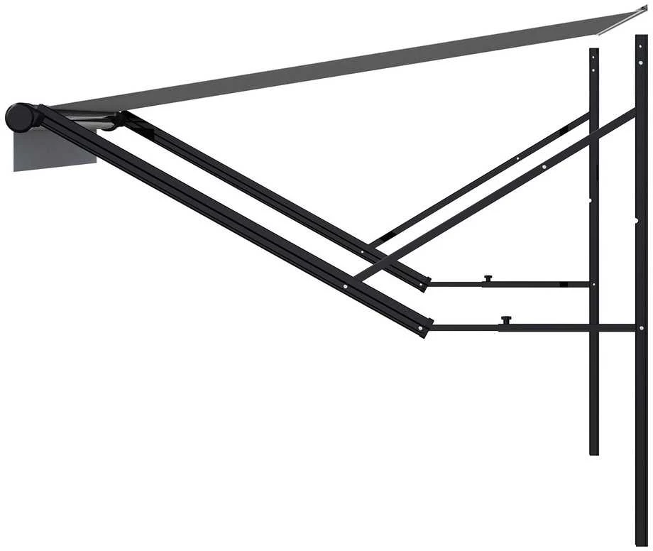 14' RV pakaitinė elektrinė markizė, DC12V priekabos markizė stovyklavimui, gradientinė juoda RV markizė
