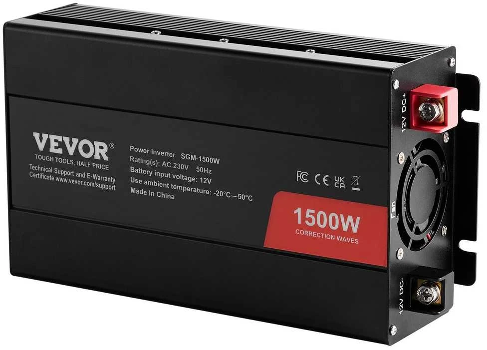 1500 W galios keitiklis, modifikuota sinusinė banga, nuo 12 V DC iki 230 V AC