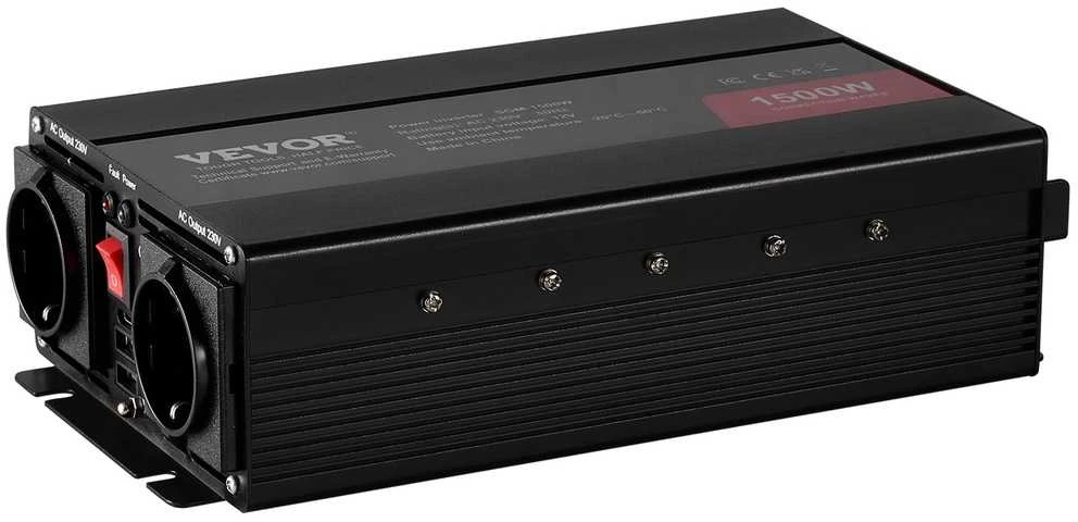 1500 W galios keitiklis, modifikuota sinusinė banga, nuo 12 V DC iki 230 V AC