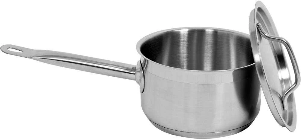 16x9,5 cm nerūdijančio plieno puodas su dangčiu, 1,9 l talpos, profesionali virtuvės įranga