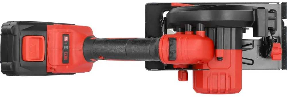 18V Akumuliatorinis diskinis pjūklas, 140mm diskas, variklis be šepetėlių, su 2 x 4Ah baterijomis, medienos, faneros, OSB pjovimui