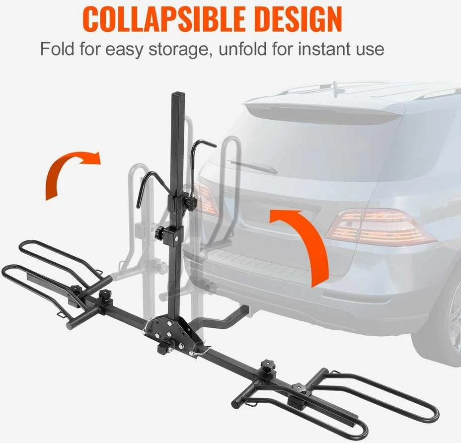 2 Dviračių Platforma - Pakreipiamas, Sulankstomas Dviračių Laikiklis Automobiliui, Visureigiui, Kemperiui (36.3kg)
