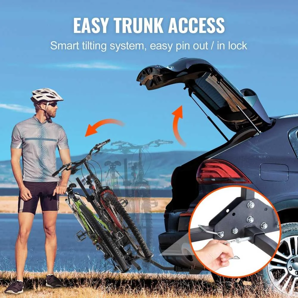 2 Dviračių Platforma - Pakreipiamas, Sulankstomas Dviračių Laikiklis Automobiliui, Visureigiui, Kemperiui (36.3kg)