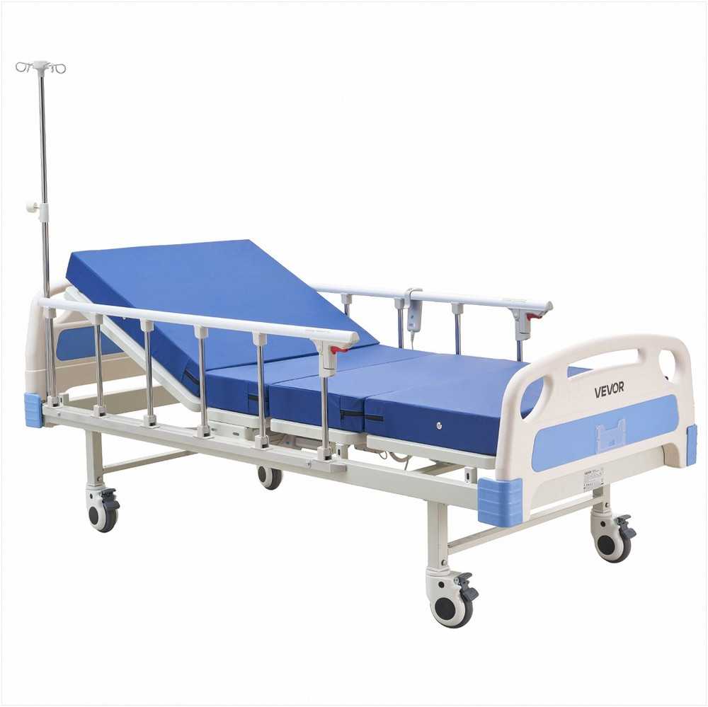 2 funkcijų elektrinė ligoninės lova su čiužiniu, nugaros ir kojų reguliavimas, fiksuojami ratukai, medicininė slaugos lova namams ir ligoninėms