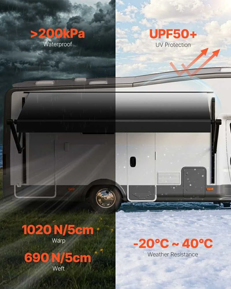 20' RV Pakeitimo Elektrinė Markizė, DC12V Priekabos Markizė Kempingui, Vandeniui Atsparus RV Pavėsis