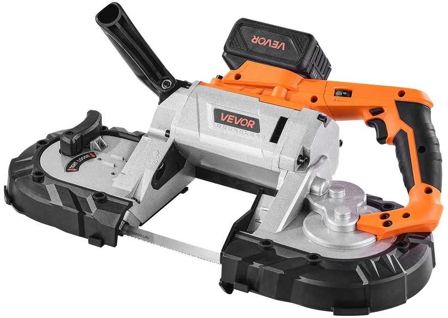 20 V akumuliatorinis juostinis pjūklas, 127 mm, metalui/medienai, 0-192 m/min, bešepetėlis, su baterija ir įkrovikliu, galingas nešiojamas juostinis pjūklas pjovimo staklės