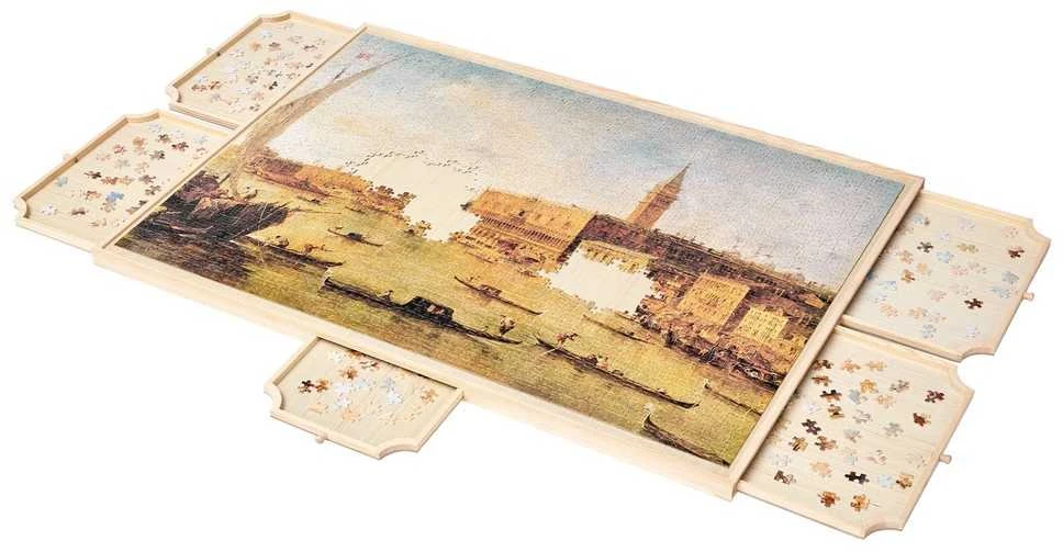 2000 detalių dėlionės stalas su stalčiais, nešiojamas medinis, 102x74 cm, dėlionių mėgėjams, dėlionių lenta, dėlionės žaidimų stalas