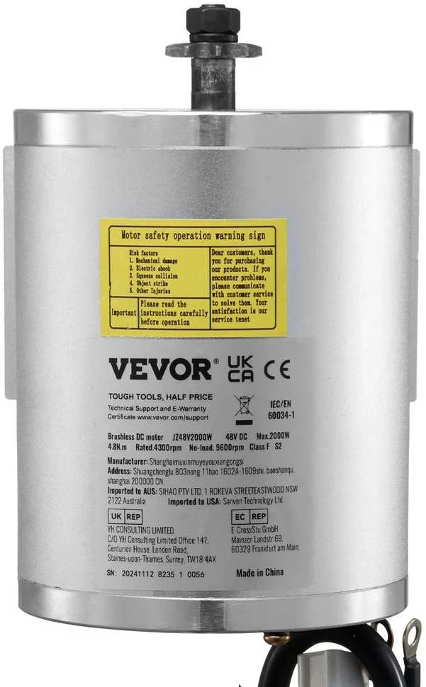 VEVOR Elektrinis bešepetėlinis 48V 2000W variklis su valdikliu