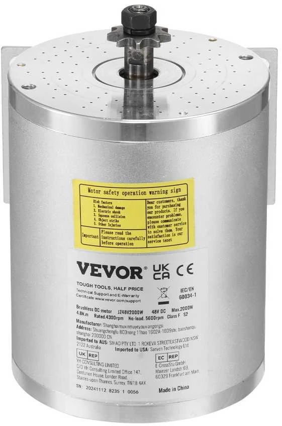 VEVOR Elektrinis bešepetėlinis 48V 2000W variklis su valdikliu