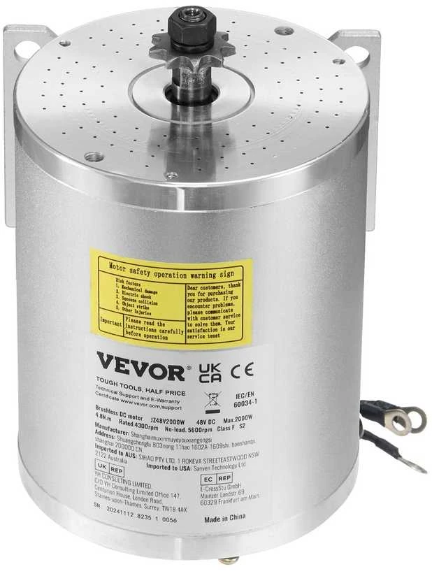 VEVOR Elektrinis bešepetėlinis 48V 2000W variklis su valdikliu