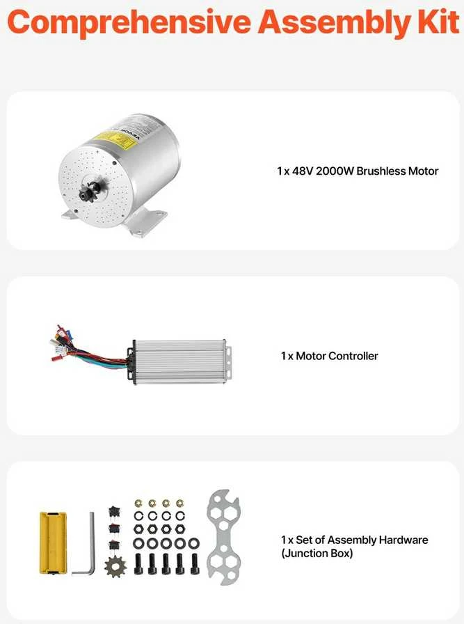 VEVOR Elektrinis bešepetėlinis 48V 2000W variklis su valdikliu