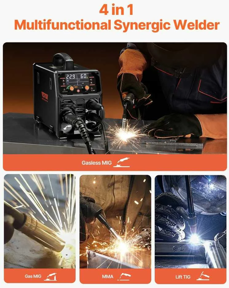 200A sinergetinis MIG suvirinimo aparatas, daugiaprocesinis IGBT inverteris, Flux Core MIG Stick Lift TIG suvirinimas, metalo suvirinimo įranga