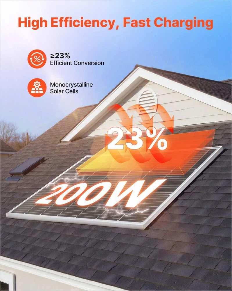200W monokristalinė saulės baterija automobiliams, valtims, kemperiams, plokštiems stogams ir autonominėms sistemoms, didelio efektyvumo IP65 vandeniui atsparus saulės modulis, fotovoltinė plokštė