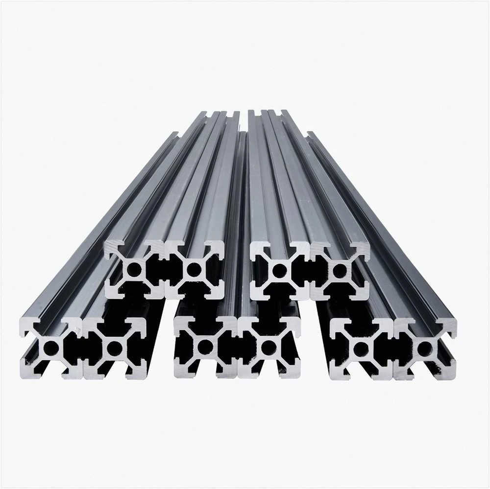 2020 T lizdo aliuminio profilis 3D spausdintuvui ir CNC, anoduotas linijinis bėgelis, juodas aliuminio ekstruzijos bėgis konstrukcijoms, 1200 mm
