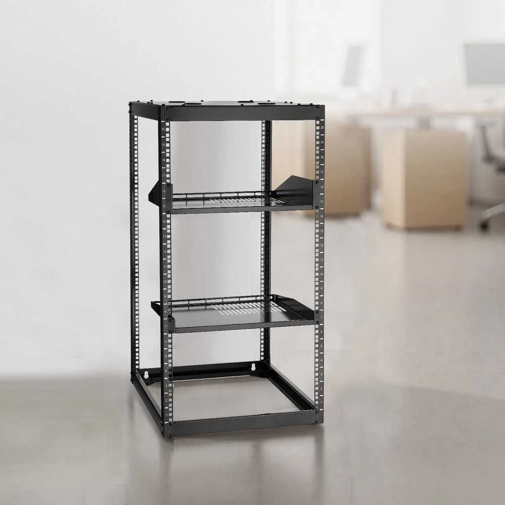 20U atviro rėmo serverio stovas, prie sienos montuojamas tinklo stovas, didelio našumo IT įrangos korpusas, ventiliuojama serverio spinta, 585 mm gylio serverio stovas