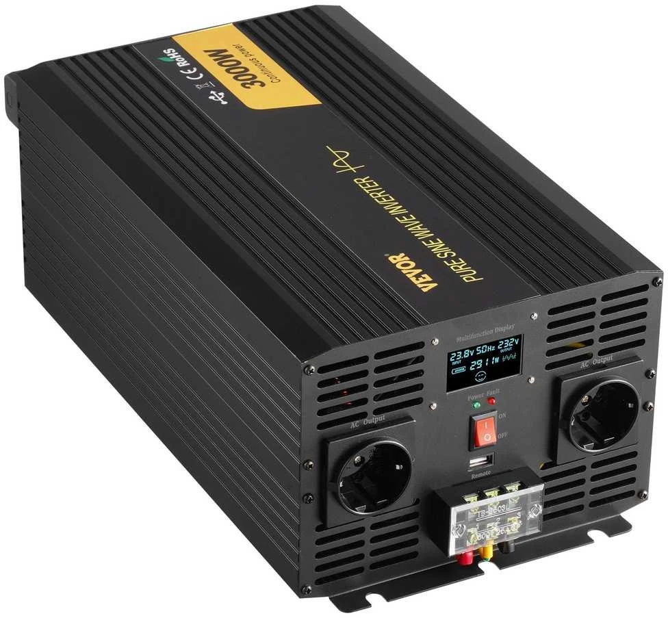 24V į 230V grynos sinusinės bangos galios keitiklis, 3000W DC-AC keitiklis, jautriai elektronikai