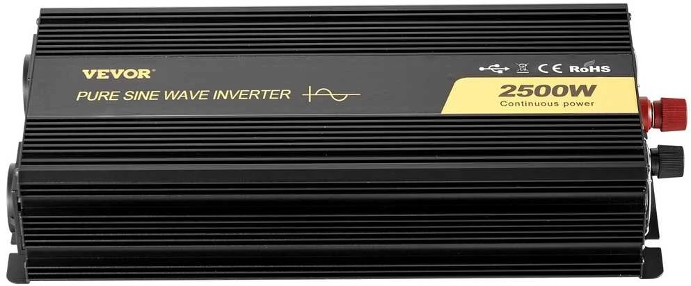 2500W grynos sinusinės bangos galios keitiklis, 12V į 230V, su LCD ekranu