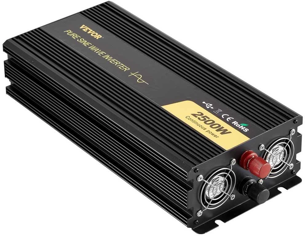 2500W grynos sinusinės bangos galios keitiklis, 12V į 230V, su LCD ekranu
