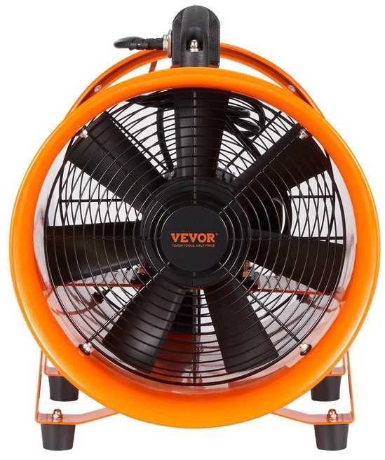 VEVOR 254mm Nešiojamas ištraukimo ventiliatorius su 10m ortakiu, didelio greičio ventiliatorius