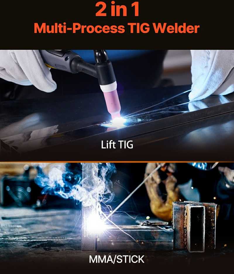 2in1 TIG Lift/MMA Suvirinimo Aparatas IGBT, 10mm, Nešiojamas, Hot Start, TIG Suvirinimui, Remontui, Keitikliai, Inverteris