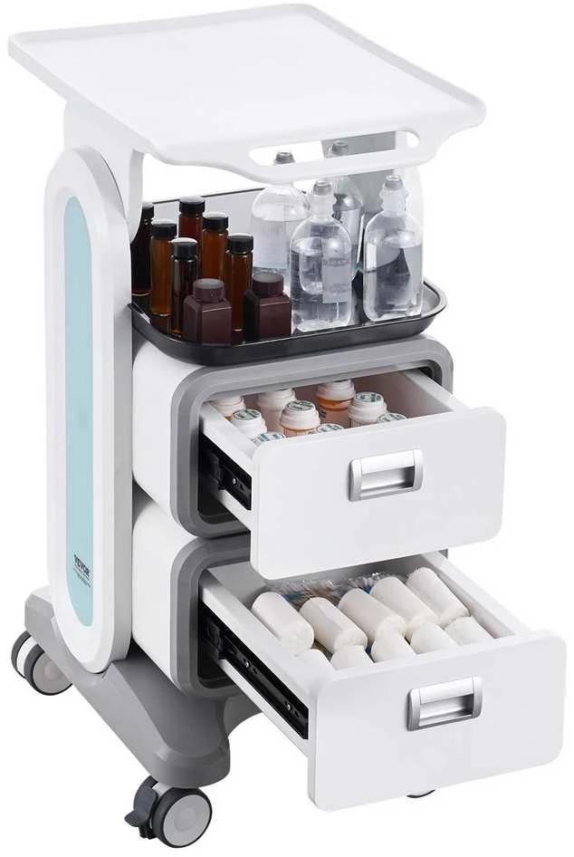 VEVOR 3 aukštų medicininis vežimėlis su stalčiais