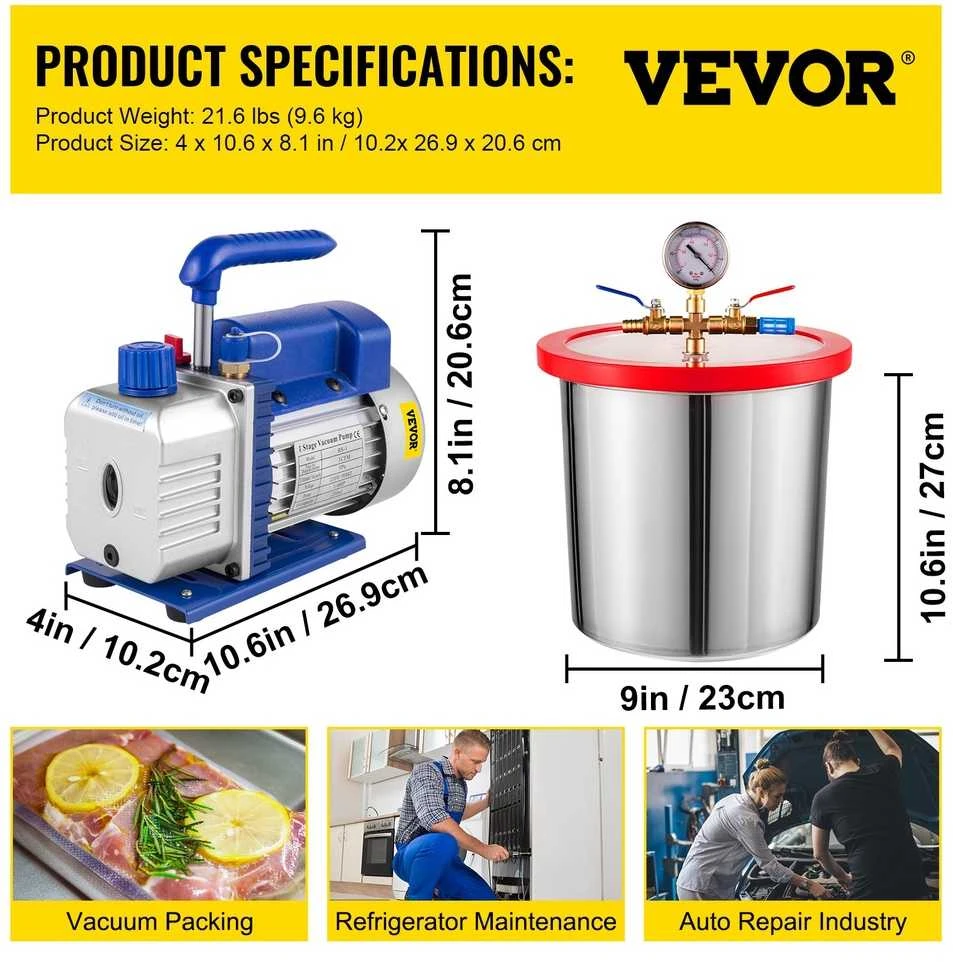 VEVOR 1/4 Hp vakuuminis siurblys ir kamera