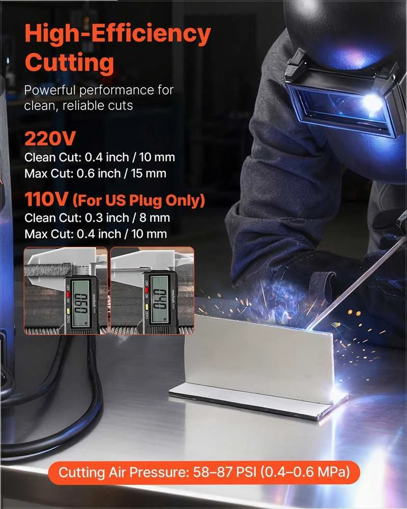 3-in-1 plazminio pjovimo ir suvirinimo aparatas namų remontui ir dirbtuvėms, su LED skaitmeniniu ekranu, 50A plazminis pjovimas 200A TIG MMA suvirinimas, CUT TIG MMA įrenginys, metalo apdirbimo įrankis