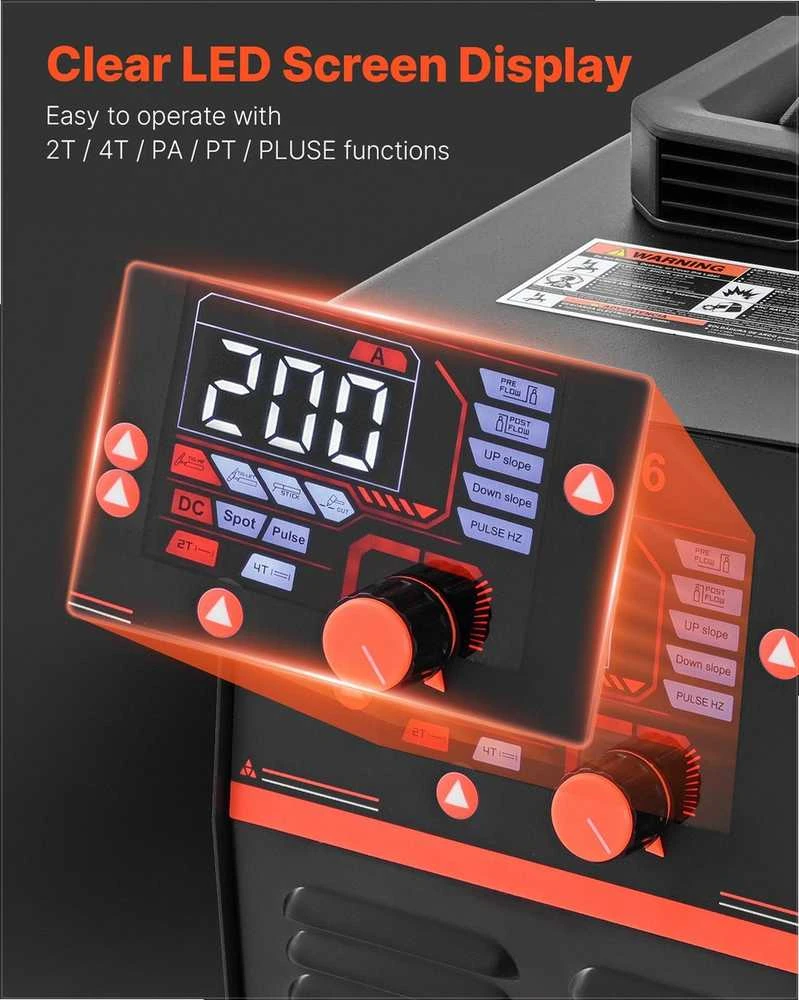 3-in-1 plazminio pjovimo ir suvirinimo aparatas namų remontui ir dirbtuvėms, su LED skaitmeniniu ekranu, 50A plazminis pjovimas 200A TIG MMA suvirinimas, CUT TIG MMA įrenginys, metalo apdirbimo įrankis