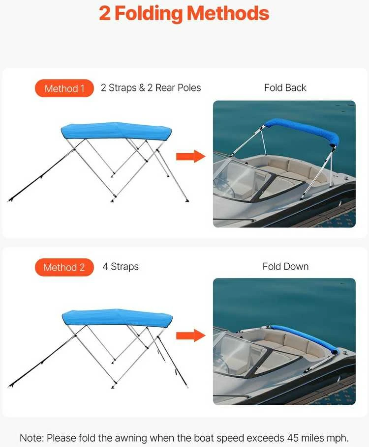 VEVOR 3 lankų valtis bimini danga, mėlyna