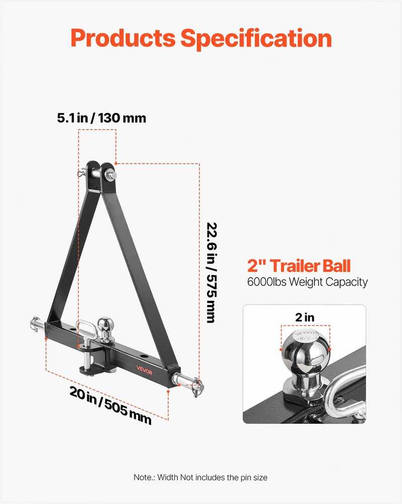 3 taškų pakabos imtuvas, sunkiasvoris traktoriaus vilkimo sijos adapteris su 50 mm jungtimi, 2722 kg galia, 3pt greito prijungimo jungtis, žemės ūkio technikai