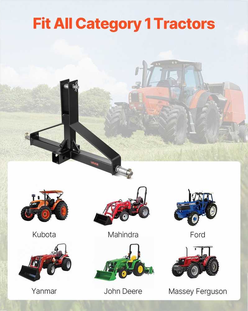 3 taškų priekabos vilkimo jungtis, 50.8 mm imtuvas 1 kategorijos traktoriui, 1360.78 kg galios adapteris, suderinama su Kubota Mahindra Ford Yanmar John Deere, žemės ūkio technikos priedas