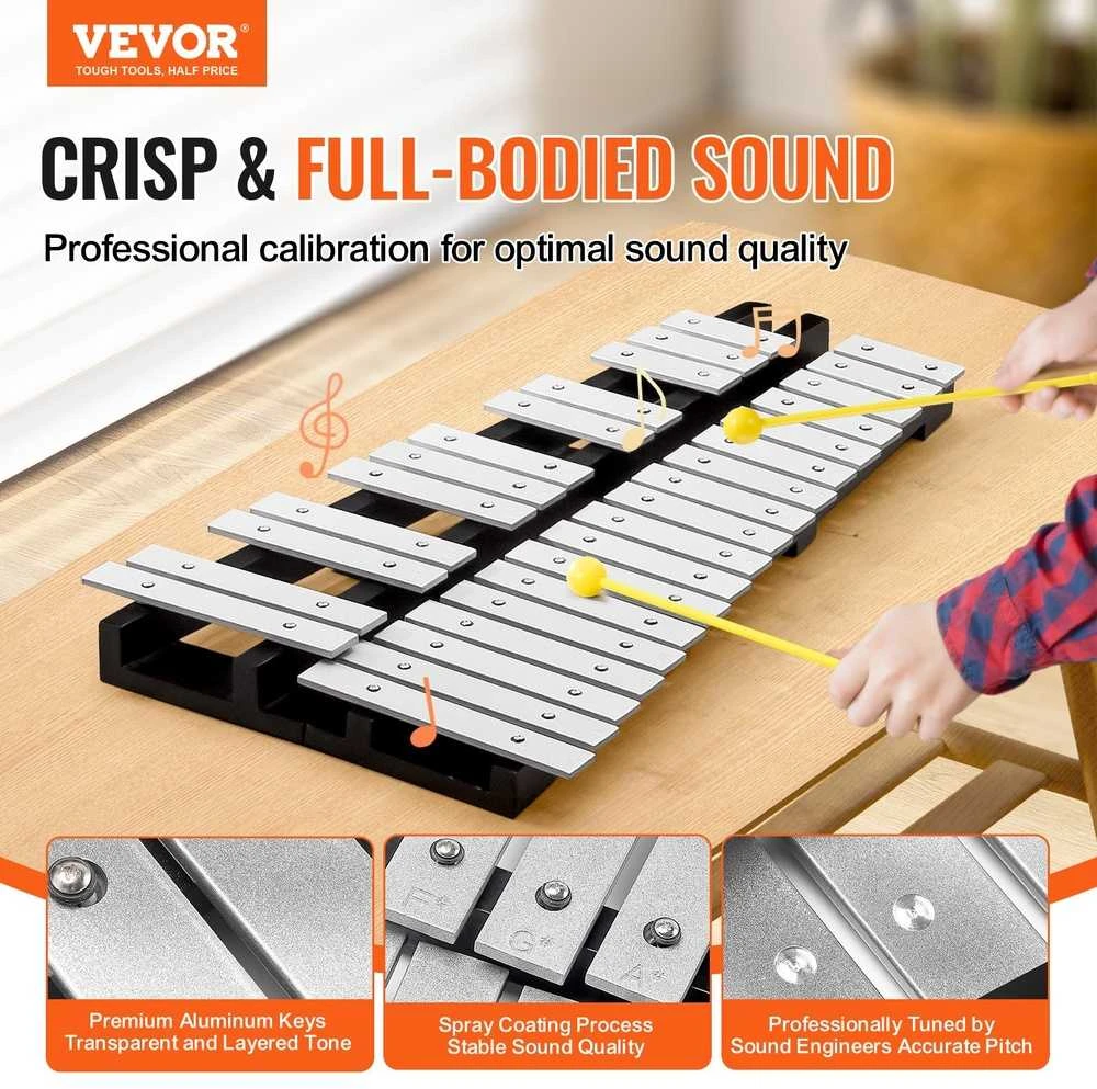 30 Natų Glockenspiel Xylofonas, Mušamieji, Lazdelės, Dėklas, Melodijų Instrumentai, Perkusija, Vaikams, Pradedantiesiems