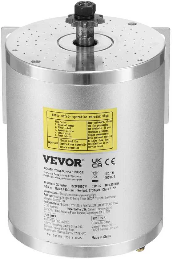 3000W Bešepetėlinis Variklio Komplektas 72V, su Greičio Reguliatoriumi, 4900 RPM, Elektriniams Dviračiams, Paspirtukams, Motoroleriams