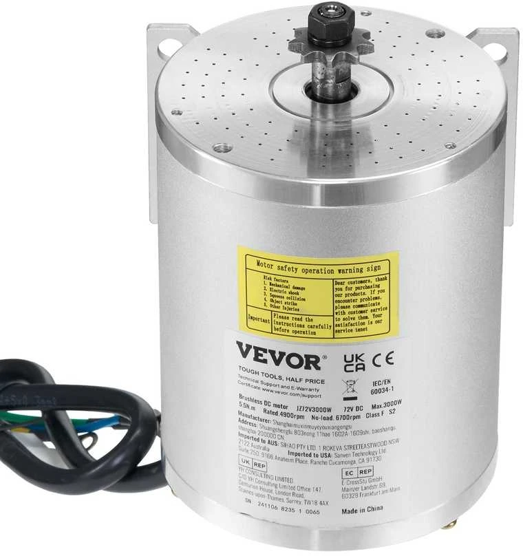 3000W Bešepetėlinis Variklio Komplektas 72V, su Greičio Reguliatoriumi, 4900 RPM, Elektriniams Dviračiams, Paspirtukams, Motoroleriams