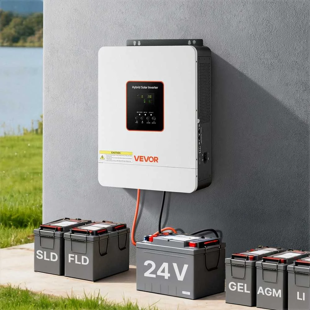 3000W hibridinis saulės inverteris, grynos sinusinės bangos įtampos keitiklis, integruotas MPPT valdiklis, namams ir kemperiams, 24V į 230V srovės keitiklis
