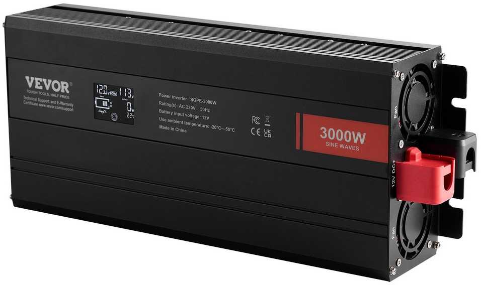 3000W Keitiklio Inverteris, Gryna Sinusoidė 12V į 230V, LCD Nuotolinis, Namams, Automobilinis, Kempingams