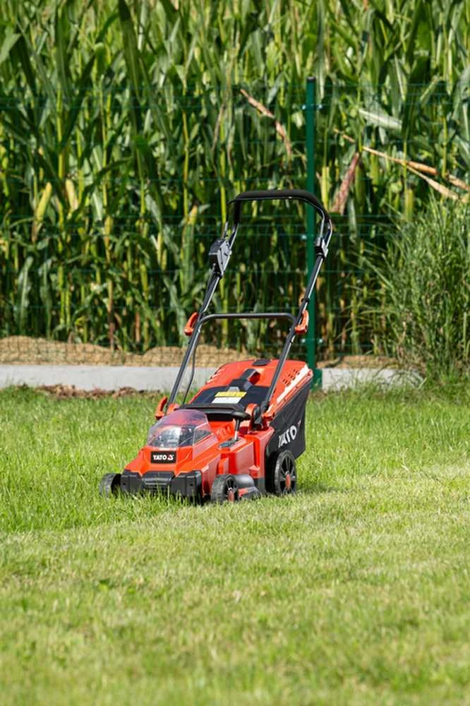 36 V akumuliatorinė vejapjovė, 37 cm pjovimo plotis, su reguliuojamu aukščiu, akumuliatorinė vejapjovė, elektrinė vejapjovė