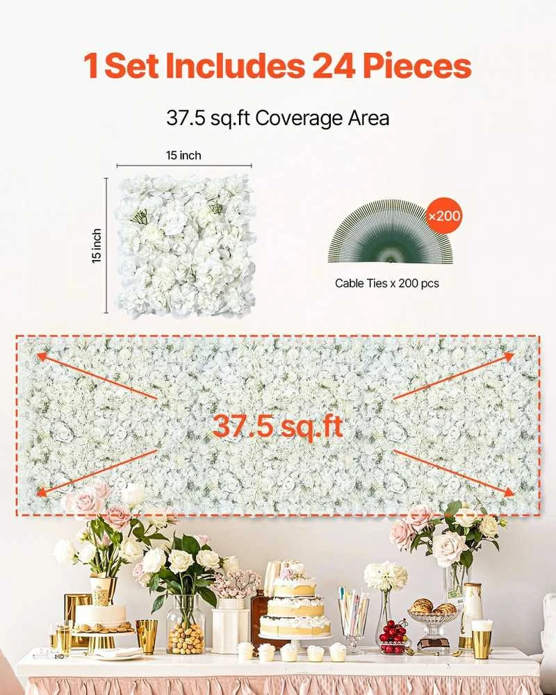 3D gėlių sienų panelės, 24 vnt., 380 mm, dirbtinių gėlių fonas vestuvėms, dekoras, sienų apdaila gėlėmis