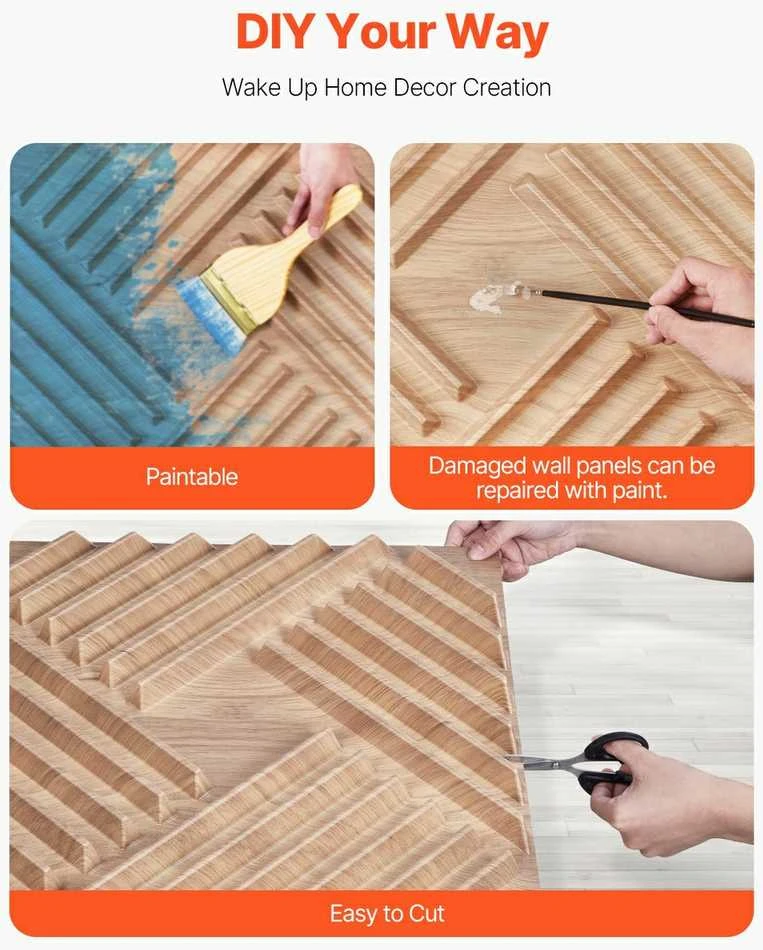 VEVOR 3D sienų plokštės 12-vnt 50x50 cm PVC